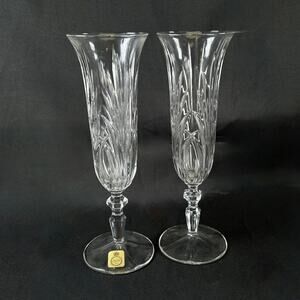 2X Vintage Bleikristall 24% Lead Crystal GERMAN glass clear cup wineglass